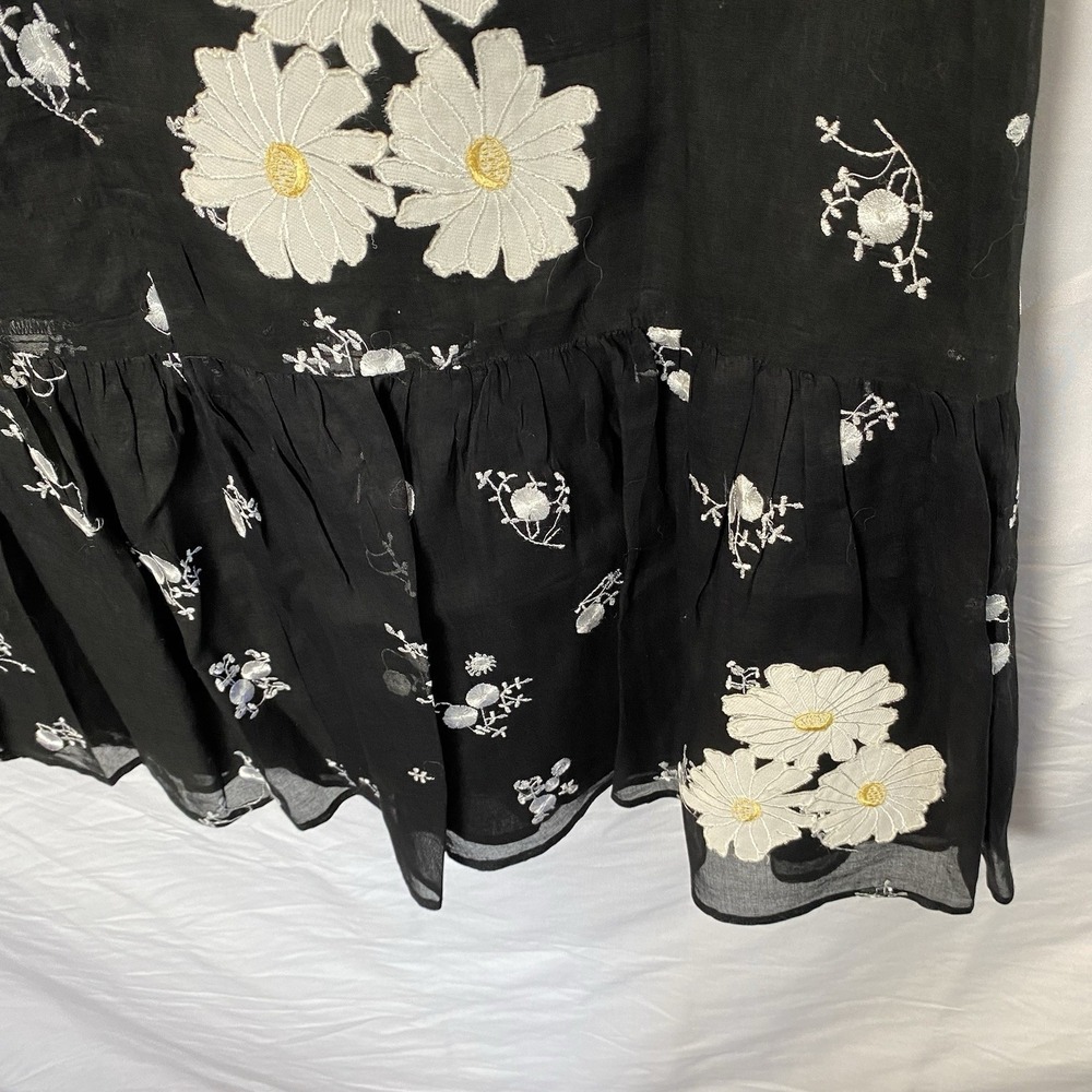 Persaman New York Womens Floral Embroidery Midi Skirt Size 12 Cotton Spring Chic - Picture 4 of 10